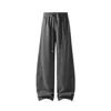 Pantalones Deportivos de Chándal para Hombre de Peso Pesado Americano Color Sólido Pierna Curva Marca de Moda Nueva Holgados Caída Amplia Versátiles Casuales Largos