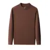 Sudadera con cremallera y cuello semi-alto de forro polar para hombre, estilo nuevo de primavera y otoño, camiseta de manga larga para hombre de mediana edad, color liso, moda casual