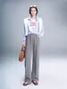 0140 Calça Larga Elástica de Cintura Ajustável com Cordão, Acolchoada com Lã e Forro de Seda Amora, para Mulheres, Outono e Inverno de Cintura Alta