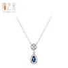 Collar Colgante de Plata de Ley 925 Retro Gota de Agua Azul Real Circonita para Mujer Estilo Superior y Elegante Cadena de Clavícula de Lujo Ligero