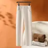 Calça cigarette feminina de mistura de lã, novo estilo outono/inverno 2026, espessada para aquecimento, cintura alta, corte justo, calça de terno casual