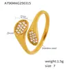 Enigma Europe Joyería de Belleza Anillo Abierto de Zirconia Irregular de Alta Textura Acero Inoxidable Chapado en Oro Anillo para el Dedo