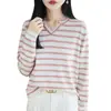 Suéter de punto a rayas estilo francés transfronterizo para mujer, 100% algodón, manga larga, fino, top de estilo náutico para primavera y otoño