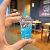 Caja Ciega de Tono Agitable Bolsa Ciega Cuentas de Burbujas Azules Botella Flotante Luminosa Adornos de Arena Movediza Llavero Acrílico Colgante