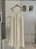 KEKEZOON Calça Casual Versátil de Veludo Macio Lisa de Cintura Alta Elástica de Perna Larga Reta Afinando 9031