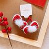 Horquilla de lazo rojo para Año Nuevo para niños, horquilla de terciopelo de visón para otoño e invierno, tocado de cuerda para el cabello para actuación en festivales festivos