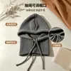 Balaclava Feminina de Inverno Quente Chapéu Grande para Cabeça Cachecol Integrado Capuz Proteção para Orelhas Chapéu de Lã Chapéu de Tricô