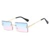 Nuevas Gafas de Sol sin Montura con Corte al Borde para Mujer, Gafas de Sol Cuadradas Degradadas de Celebridad de Internet, Gafas Ojo de Gato de Moda Transfronteriza