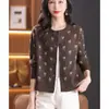 Casacos Outono/Inverno 2026: Cardigã de tricô floral com gola redonda para mulheres, estiloso e rejuvenescedor, modelagem solta e emagrecedora