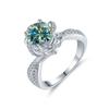 Anillo de Moissanita de 1 Quilate para Mujer Plata de Ley 925 Anillo Giratorio con Forma de Rosa Venta Caliente en Transmisión en Vivo Joyería al por Mayor