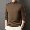 Suéter de Punto Grueso con Cremallera y Cuello Redondo Medio Alto para Hombre Otoño/Invierno 2025 Capa Base Cálida Venta al por Mayor