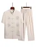 Traje Tang de Verano para Hombre de Manga Corta para Personas de Mediana Edad y Mayores, Ropa de Verano para Papá, Tops Delgados de Seda de Hielo, Ropa para Personas Mayores, Abuelo Hombre