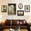 Sala de Estar Vintage Combinación Pintura Colgante Nicho Arte Mural Sofá Americano Pared Trasera Decorativa Pintura Lujo Ligero Pintura Francesa