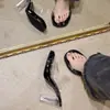 Sandalias de Moda Francesa de Verano para Mujer Versátiles 2024 Sandalias de Tacón Alto con Espalda Hueca para Mujer con Tacón Grueso Tacón Cuadrado con Falda Transparentes