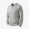 Camisa Polo Europeia Popular Plus Size Transfronteiriça com Gola Reversível, Suéter de Tricô Trançado para Homens, Estilo Old Money, Fábrica de Negócios Atacado