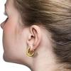 Pendientes de doble capa con forma de C, sencillos, chapados en cobre y oro auténtico, de estilo transfronterizo europeo y americano. Pendientes geométricos de doble capa para mujer.