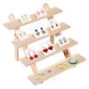Soporte de exhibición de madera multicapa, soporte de exhibición de mesa con ranuras, elevador de madera desmontable para exhibir joyería