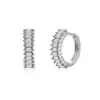 Brincos Quadrados de Zircônia com Design de Escada Europeus e Americanos de Venda Quente Transfronteiriça Argola Circular para Orelha Joias de Orelha Diamantadas Multicores Simples Elegantes para Todas as Ocasiões Femininas