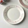 Prato Rosa Coração de Menina Cerâmica Fofo Prato de Jantar Prato de Sobremesa Prato de Bolo Prato de Espaguete em estoque Atacado