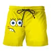 Pantalones de playa de Bob Esponja pantalones de cinco puntos bañadores europeos y americanos estampado 3D coco talla grande pantalones cortos casuales para hombre ventas directas de fábrica