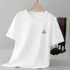 Camiseta de Algodón con Brillo de Seda de Manga Corta para Hombre con Divertidos Estampados Tops de Cuello V Camiseta Blanca Antibacteriana de Seda de Hielo con Sensación Fresca de Media Manga