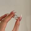Anillo de Plata de Ley S925 Estilo Lujo Ligero para Mujer Exquisito Corazón Amoroso Diseño de Arreglo de Diamantes Redondos Moda Versátil Anillo Fino de Gama Alta para Mujer