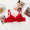 Sujetador Push-Up Transpirable de Malla Recogida con Aro de Acero de Comercio Exterior para Mujer con Letras de Color Contrastante, Realza el Busto Pequeño, Previene la Caída del Sujetador