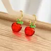 Pendientes de Cereza Transparentes Retro Transfronterizos Pendientes Europeos y Americanos Estilo Metálico Ganchos de Oreja de Cereza Versión Coreana Pendientes de Cereza de Ins