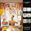Chuva de Balões de Aniversário Cascata Decoração de Festa para Criança de 3 Anos Bolo Fundo em Placa KT Decoração Corda Puxar Pano Pendurado