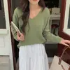 Foto real Nova ins Estilo básico Top para usar por baixo Solto Camada base casual versátil Suéter simples de gola V feminino