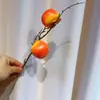 Fruta artificial haste curta romã caqui fruta rica decoração suave para casa bênção de Ano Novo balde arranjo de flores decoração lanche de Ano Novo flor