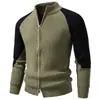 2026 Nuevo Suéter de Punto con Cremallera y Bloques de Color de Cuello Alto para Hombre, Ropa de Punto de Importación Otoño/Invierno, Talla Grande, Moda Casual, Chaqueta Cárdigan