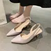 Sandalias de Moda Baotou para Mujer 2024 Primavera y Verano Nuevos Tacones Altos Puntiagudos Tacón de Aguja para Mujer Tops con Ropa Exterior Sandalias de Moda