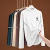 Camiseta de Manga Larga de Polar de Doble Cara para Hombre, Otoño e Invierno, Cuello Alto, Corte Ajustado Casual Unisex, Camiseta Base, Cuello de Solapa, Top Cálido