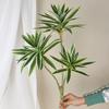 Simulación de lirio corto de tres tenedores, papel plástico, hoja de bambú, planta verde, decoración de sala de estar, hoja de Brasil, planta verde falsa