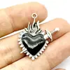 Aleación Corazón Forma Goteo de Aceite Plata Antigua Joyería Accesorios Colgante DIY Accesorios para Joyería