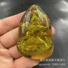 Colar Pingente de Coração Esculpido em Âmbar Dourado, Buda Mil-Braços em Cristal para Transmissão ao Vivo, Gota d'Água