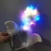 Nueva diadema luminosa de orejas de conejo con plumas para el pelo, accesorio para el pelo de concierto en lugar escénico, diadema de actuación, suministro para mercado nocturno, venta al por mayor