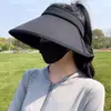 Nuevo Estilo Fresco Seda de Hielo Ala Ancha Protección para el Cuello Integrada Sombrero de Sol Abierto para Mujer, Casual de Verano Protección UV Sombrero de Sol