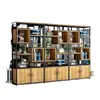 Estante de prateleiras divisórias, estante de livros, tela de ferro estilo industrial autoportante para sala de estar, armário de parede para escritório, decoração de sala de jantar, hall de entrada