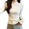 Atacado Transfronteiriço Outono e Inverno Camiseta de Manga Longa Gola Alta Meia 260g Modal Escovado para Mulheres, Corte Justo, Camada Base Térmica