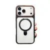 Capa de Celular com Suporte Magnético Iphone17Promax Pele-Like Fosca Iphone16 15 Anti-Queda 14 Capa Protetora 13