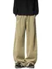 Pantalones de chándal cargo plisados para hombre, Otoño, Modernos, Estilo retro americano, Casual, Holgados, Rectos, Pesados, Joggers Scimitar