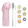 Copo de sabor popular, material tritan, copo de aroma, 0 açúcar, 0 calorias, anel de aroma, alto valor, copo de água com canudo esportivo criativo