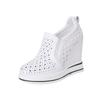 Zapatos Casuales Simples Versátiles Huecos Aumentadores de Altura de 12 cm para Mujer