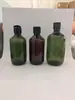 Garrafa plástica, cor de chá e verde, garrafa recarregável com tampa flip-top para shampoo, gel de banho e loção pura, garrafa vazia, garrafa recarregável portátil para viagem