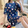 Camisón de Mujer Verano Pijama de Manga Corta para Mujer Verano Estudiantes Estilo Coreano Holgado Casual Lindo Ropa para el Hogar