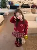 Suéter rojo para niñas 2026, de manga larga, grueso, elegante, nueva colección otoño/invierno, nueva ropa de punto gruesa para bebés niñas