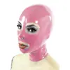 Capuz de Látex Rosa com Zíper Traseiro Máscara de Borracha Para Roupas de Clube Leotape Fetish