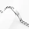 Pulsera de tarjeta larga grabada curva con baño de vacío chapada en oro negro alto brillo, pulsera de acero inoxidable de moda para hombres y mujeres
